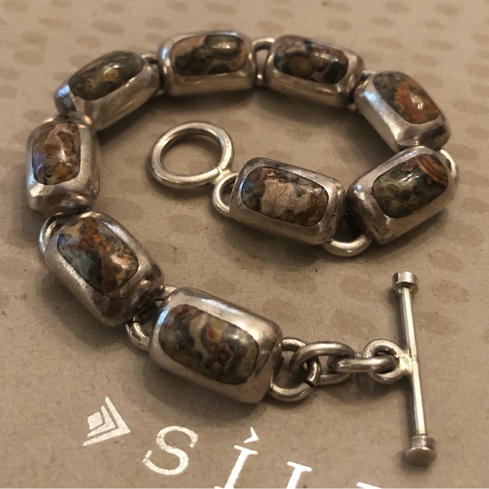 Rare Vintage Silpada Sterling Silver Leopard Skin Jasper Link Bracelet B0016 - Picture 14 of 16